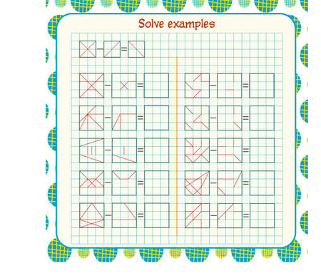 Logic exercises for children. solve examples according to the modelのイラスト素材