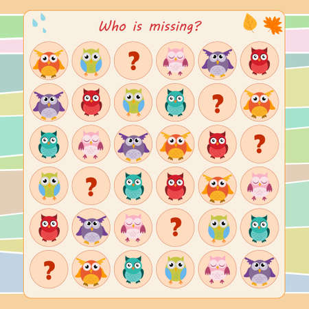 Logic game for children. Guess whats missing in each rowのイラスト素材