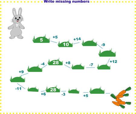 Math educational games for children. Fill in the line, write the missing numbers.のイラスト素材