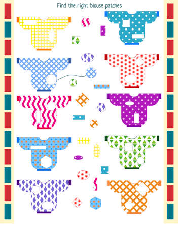 Logic game for children. find the correct patch for blousesのイラスト素材
