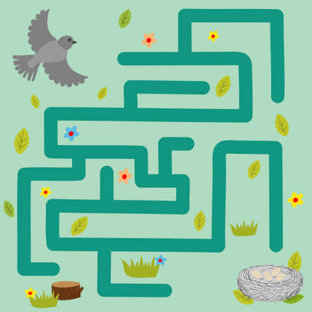 A maze game for children. lead the bird to the nestのイラスト素材