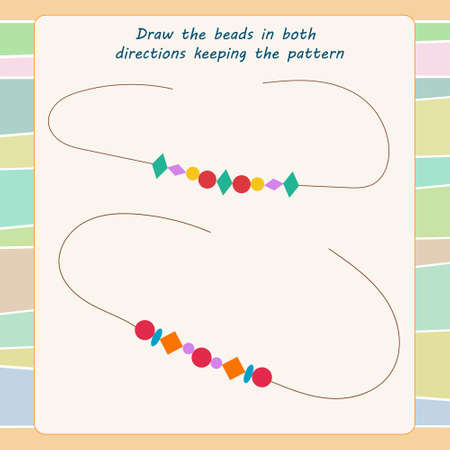 Game for the development of logical thinking. Draw the beads in both directions keeping the patternのイラスト素材