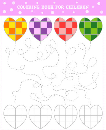 Logic game for children. Go through the maze and color the heart. Vector illustrationのイラスト素材