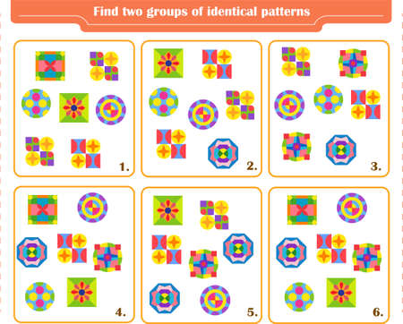 A game for children. Development of attention. Find two identical groups of patternsのイラスト素材