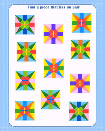 Logic game for children. Find which shape is unpaired. Development of attention. Vector illustrationのイラスト素材