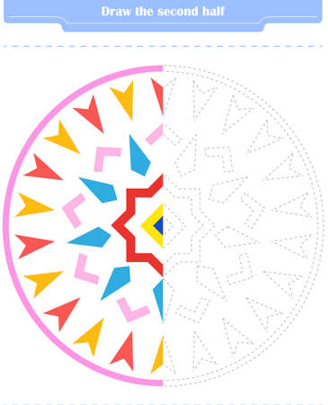 Educational game for children. Circle and color the second part of the shapes.のイラスト素材