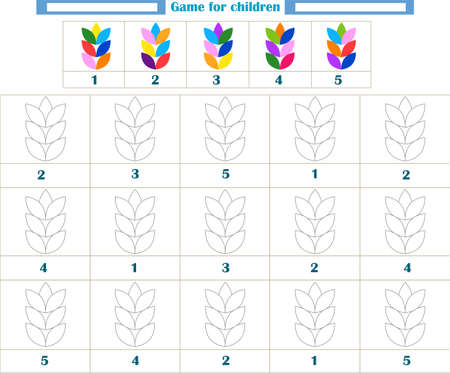 A game for children. Color the unpainted shapes using the reference. Development of attention, memory, thinking. Vector illustrationのイラスト素材
