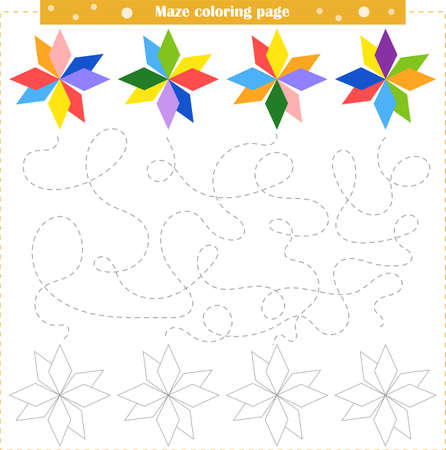 Logic game for children. Go through the maze and color the figure according to the pattern. Vector illustrationのイラスト素材