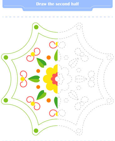 Educational game for children. Circle and color the second part of the shapes.のイラスト素材