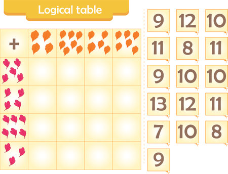 Logic puzzle game for children. Fill in empty cells. Reusable game. Vector illustrationのイラスト素材