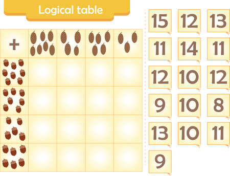 Logic puzzle game for children. Fill in empty cells. Reusable game. Vector illustrationのイラスト素材