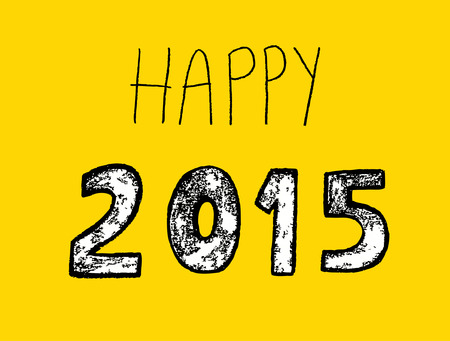 Happy new year 2015 handmade on yellow background vectorのイラスト素材