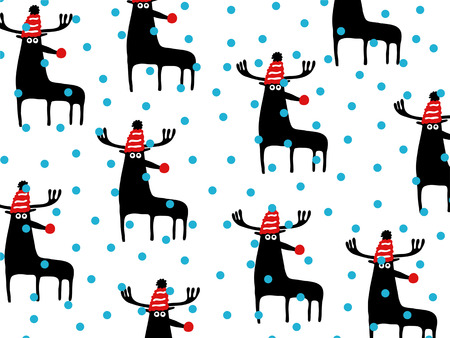 Christmas caribou pattern, vector illustrationのイラスト素材
