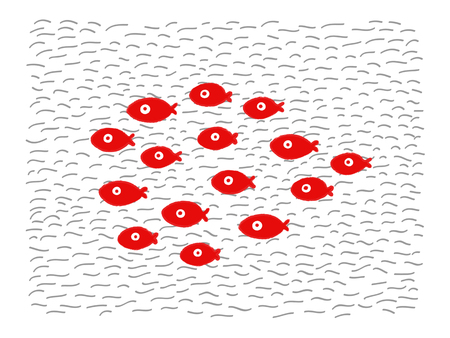 Group of fishes in the sea, illustrationのイラスト素材