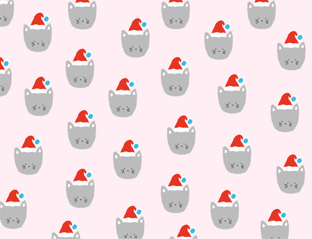 Christmas Cat patternのイラスト素材