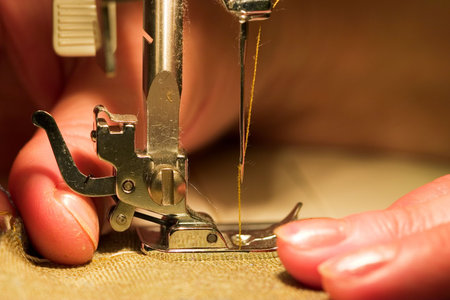 Hand sewing on a machine