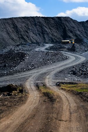 Dump of the coal mine and withmachineの写真素材