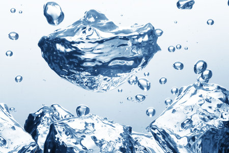 Close up view of some ice pieces in water