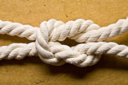 Close up shot of a rope with a knotの写真素材