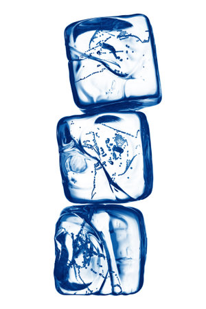 Close up view of some ice pieces on white