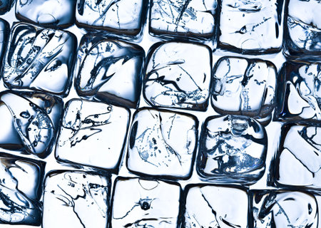 Close up view of some ice pieces on white