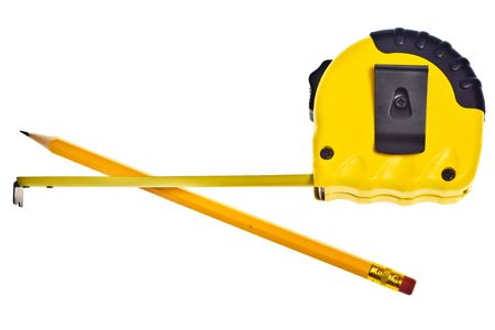 Close up view of the tape-measure on the whiteの写真素材