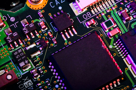 Close up view of the abstract microcircuit.
