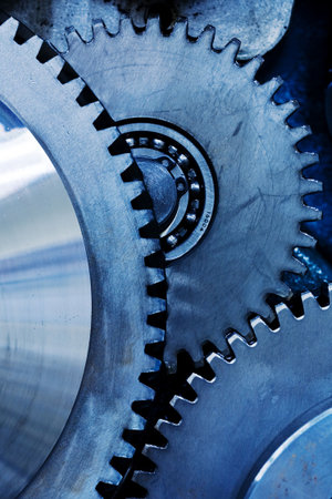 close up view of gears from mechanismの写真素材
