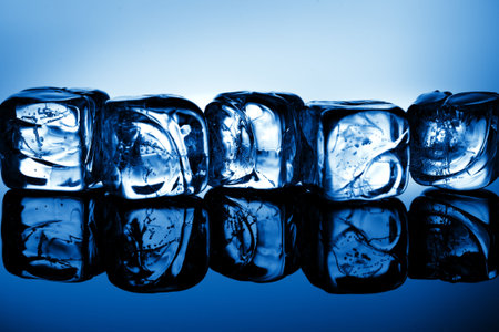 close up view of the Ice cubes as a backgroundの写真素材