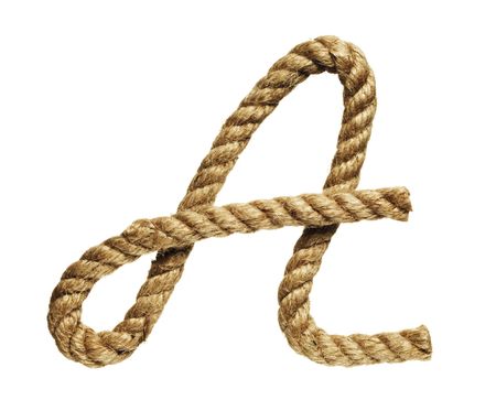 old natural fiber rope bent in the form of letter Aの写真素材