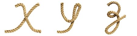 old natural fiber rope bent in the form of letter X, Y, Zの写真素材