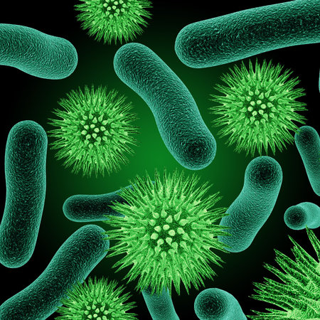 Realistic rendering of bacteria - in red colors