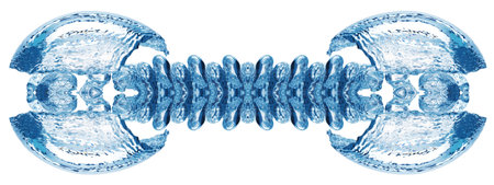 Bubbles forming in blue water, isolated