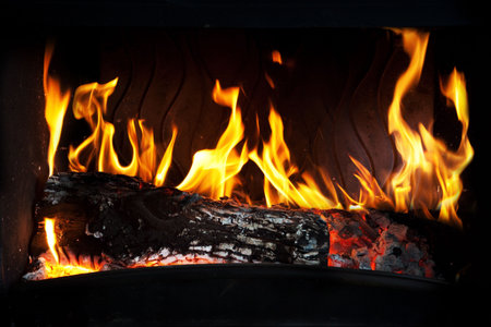 Close-up of fire and flames on a black background
