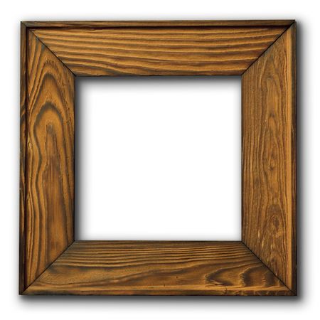 wooden picture frame on white backgroundの写真素材