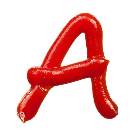 isolated Letter of ketchup alphabet on whiteの写真素材