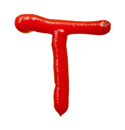 isolated Letter of ketchup alphabet on whiteの写真素材