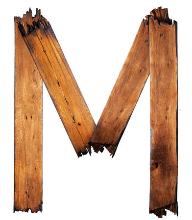 One letter of wooden alphabet isolated on whiteの写真素材
