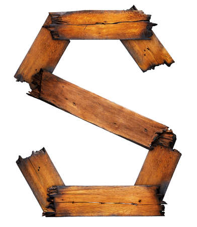 One letter of wooden alphabet isolated on whiteの写真素材