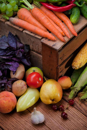 Fresh Vegetables, Fruits and other foodstuffs. Background.の写真素材