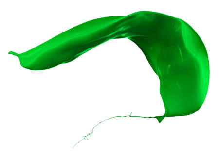 green paint splash isolated on white background の写真素材