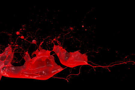 red paint splash isolated on white background の写真素材