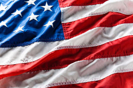 flapping flag USA with waveの写真素材