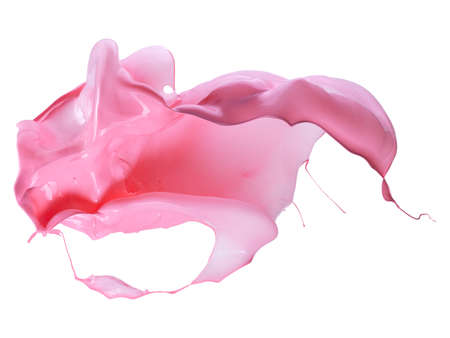 pink paint splash isolated on white background の写真素材