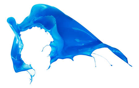 blue paint splash isolated on white background の写真素材