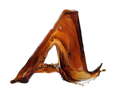Splash of cola in the form of lettersの写真素材