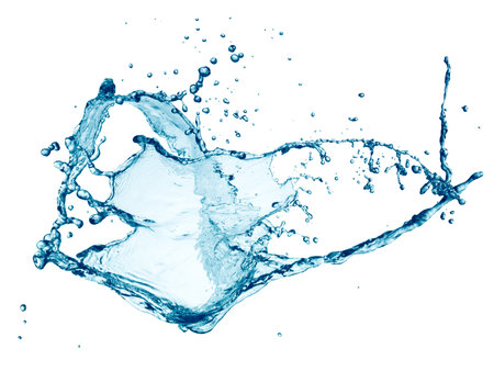 Blue water splash isolated on white background