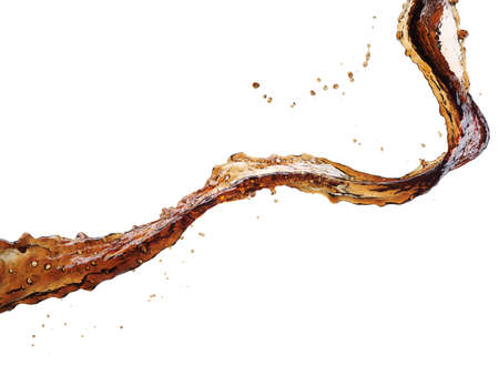 Cola splash isolated on whiteの写真素材