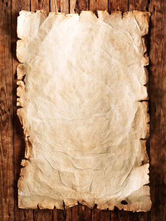 Vintage paper on wood boardの写真素材