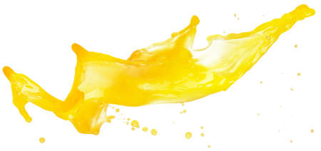 Juicy orange splash on white backgroundの写真素材
